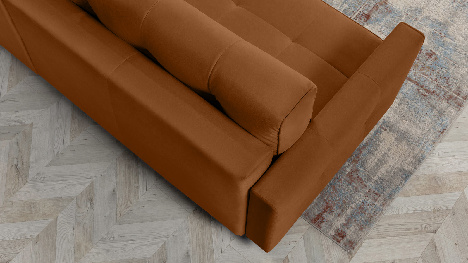 Диван Amani Pro угловой с широкими подлокотниками, ножки: пластик, Тк. Casanova Desert 156x237 — купить в Озерце