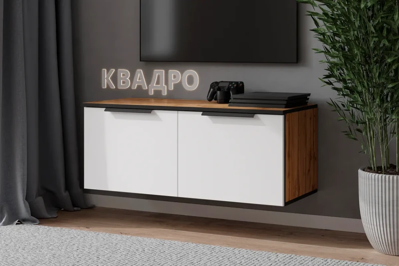 Тумба ТВ Квадро №3 (Дуб вотан / Тальк) — Мебель-центр Озерцо