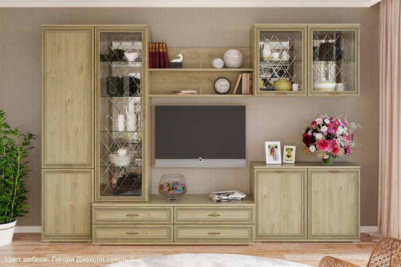 Гостиная Карина-8 (Гикори Джексон Светлый) — Мебель-центр Озерцо