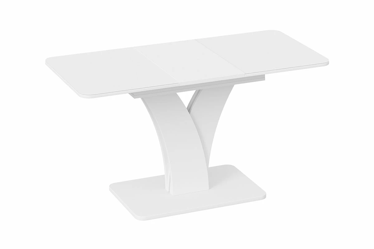 Стол обеденный раздвижной Люксембург Тип 2 (Белый/Стекло белое матовое) - купить в Озерце