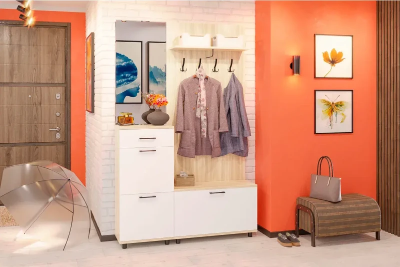 Прихожая Грейс комплект 9 (Ясень Асахи/Белый Бриллиант Глянцевый) — Мебель-центр Озерцо