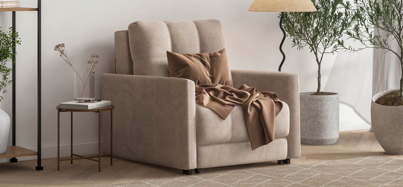 Босс Лофт кресло-кровать Велюр Монолит латте — купить в Озерце