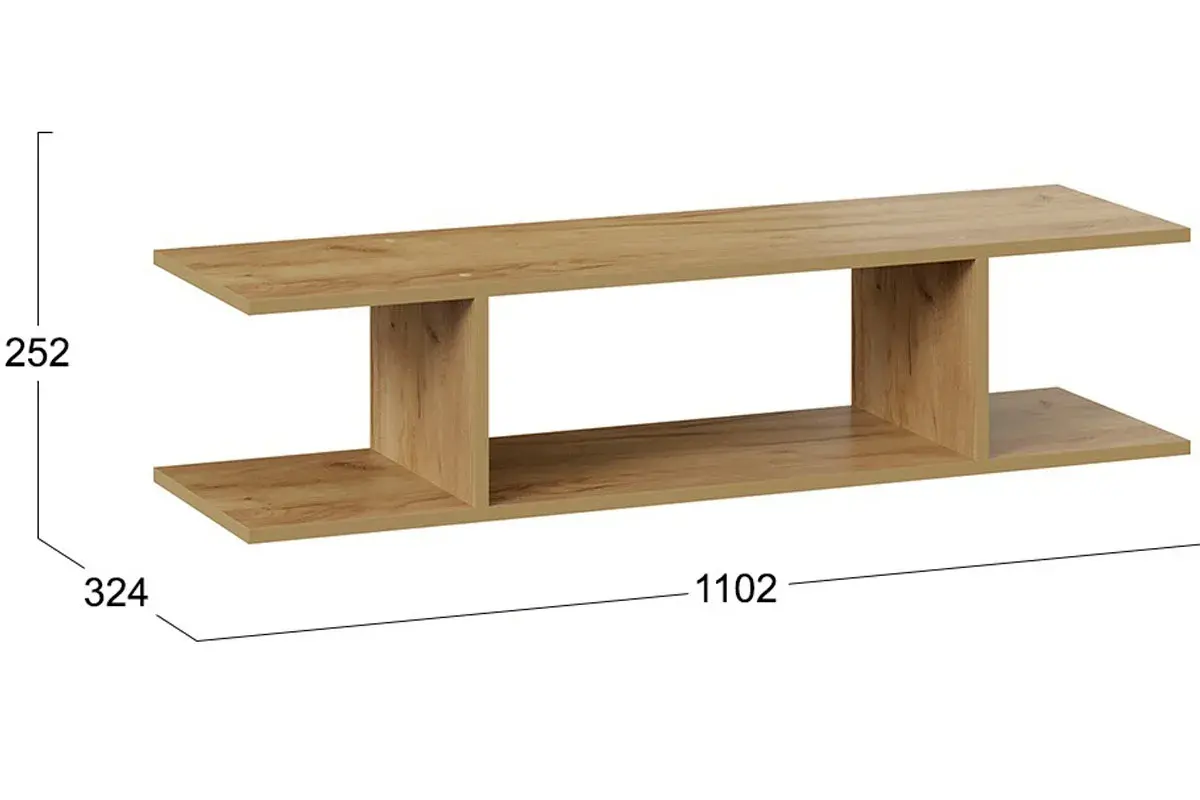 Полка настенная Хилтон 1100 (Дуб Крафт Золотой) — Мебель-центр Озерцо