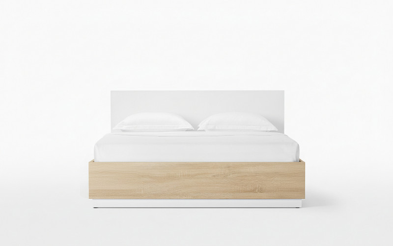 Комплект с подъемным механизмом Twills, цвет дуб бардолино натуральный+белый базовый, 180x200 + Тумба навесная Twills, цвет дуб бардолино натуральный+белый базовый - купить в Озерце