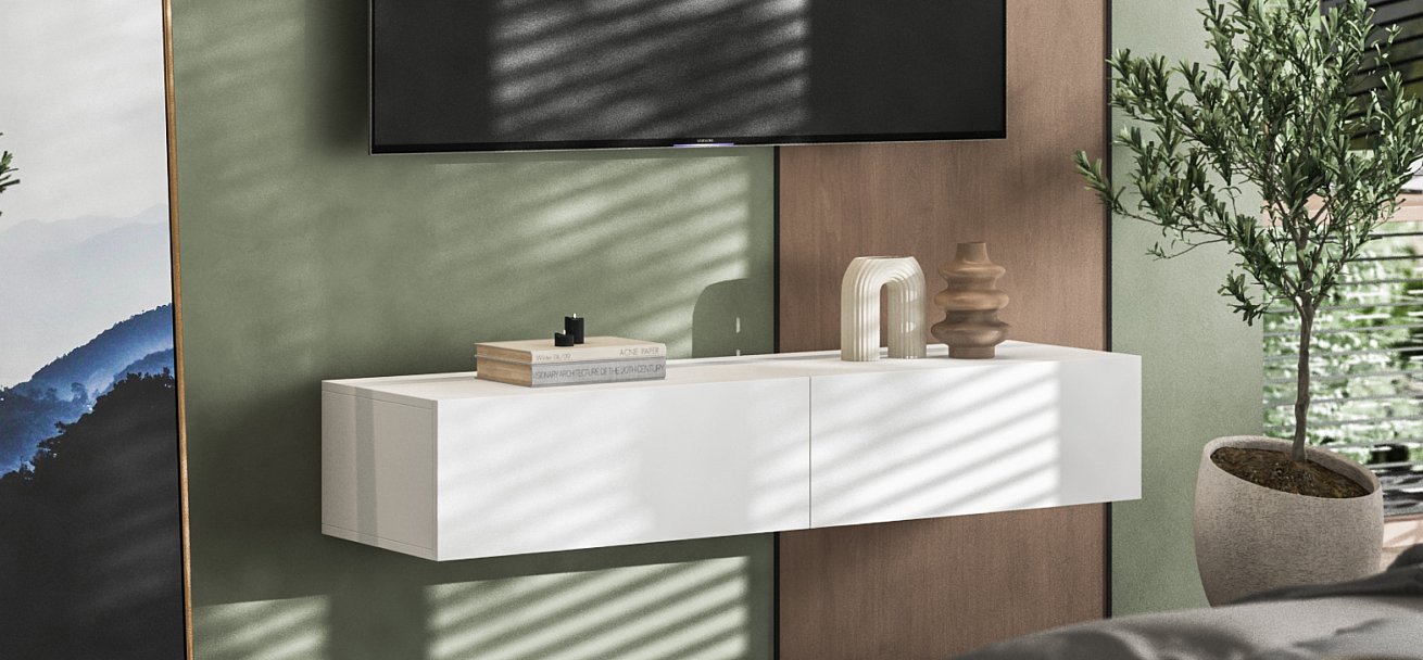 ТВ Тумба BOSS STANDART 140 Белая — Мебель-центр Озерцо