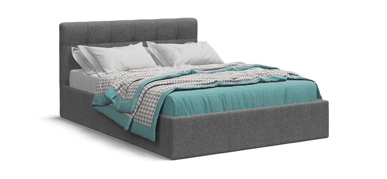 Кровать Белла 140*200 рогожка Malmo серая - купить в Озерце