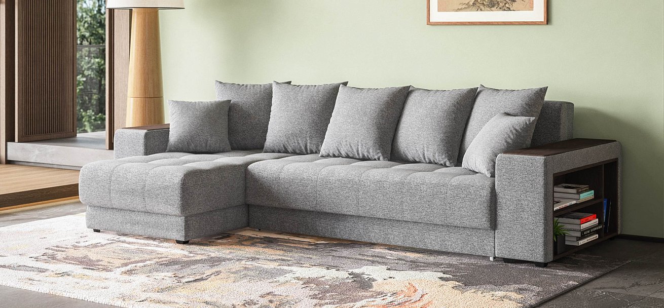 Ванкувер угловой диван Рогожка Мальмо серый — купить в Озерце
