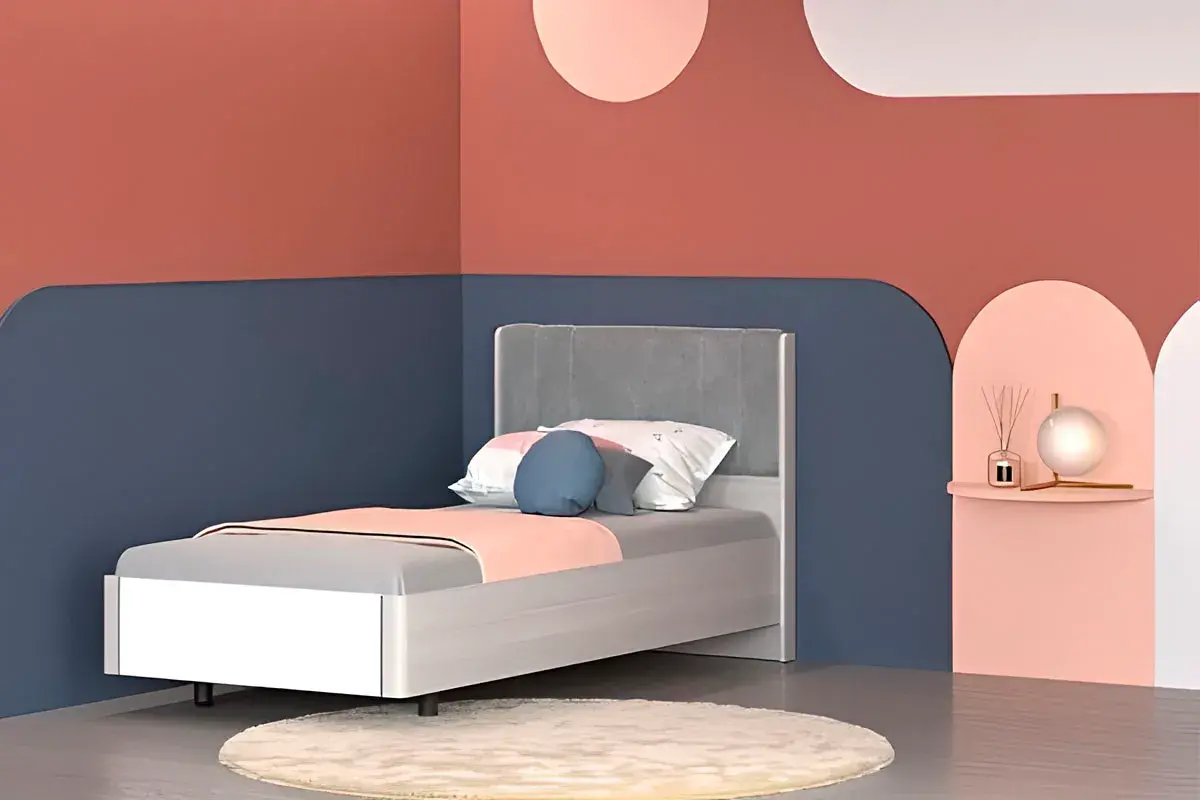 Кровать КР-5015-СЯ-БГ 90х190 (Снежный Ясень/Белый Бриллиант Глянцевый) - купить в Озерце