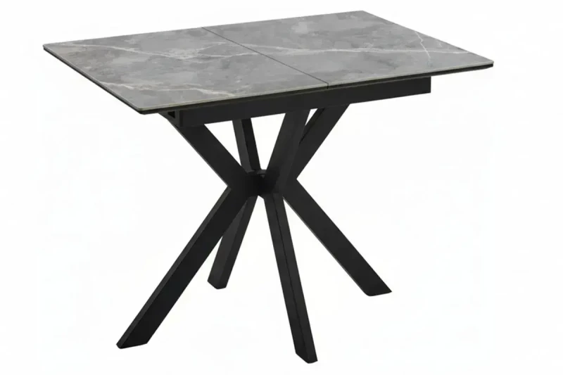 Стол обеденный Комильфо Мини (Керамика Серый Мрамор FNZ9206050 LARKA GREY / МДФ Черный Кварц / Рама черная / Металл Черный) - купить в Озерце