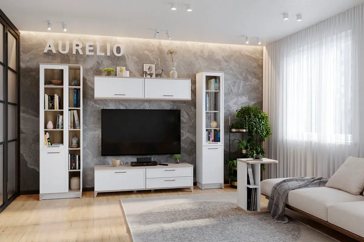 Шкаф для книг Aurelio 10 (Белый/Блеквуд Сатиновый) в мебель-центре Озерцо