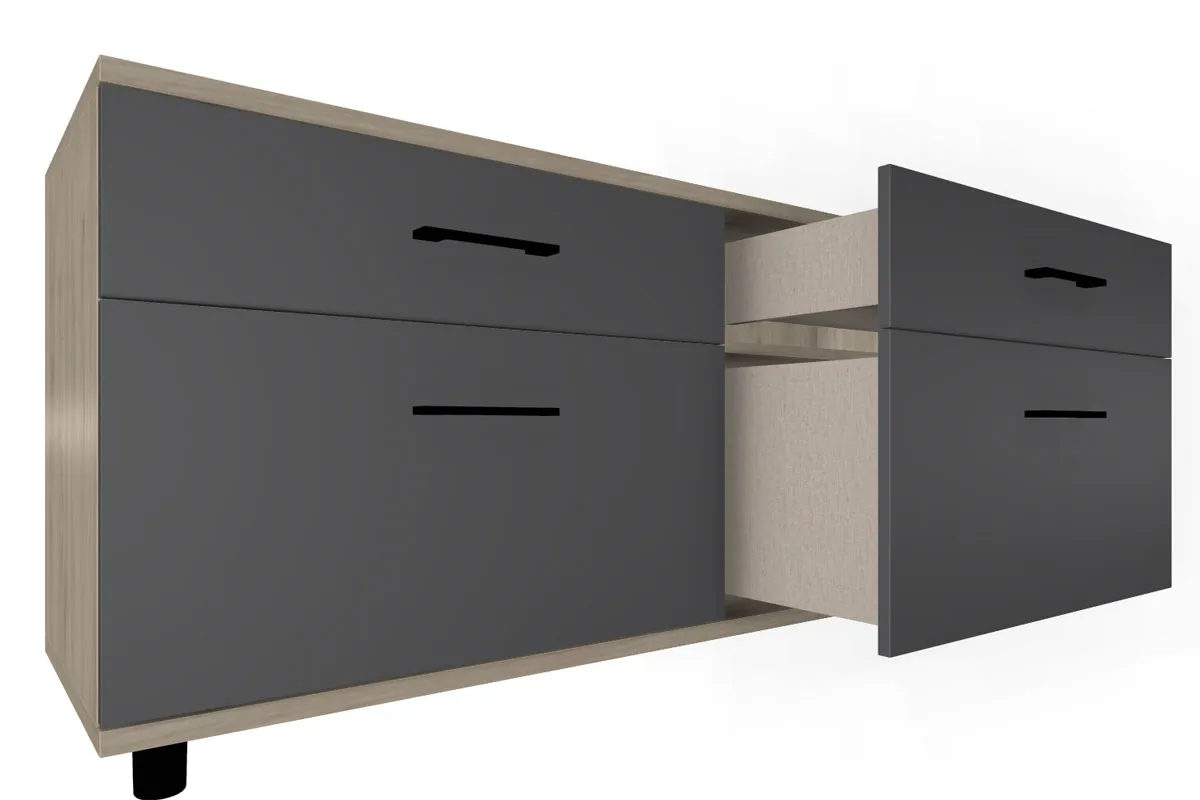 Тумба ТБ-5030-ГС-АМ (Гикори Джексон Светлый/Антрацит Матовый) — Мебель-центр Озерцо