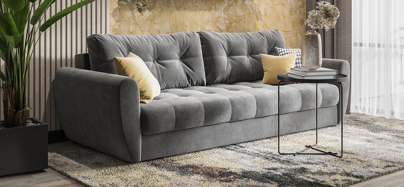 Диван Престон 2.0 велюр Monolit серый — купить в Озерце