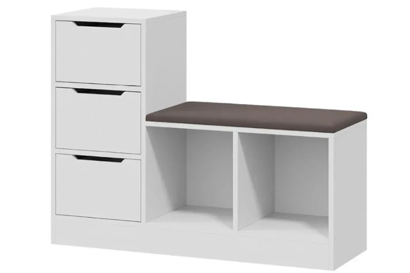 Тумба для обуви Тип 14 (Белый Ясень/Велюр Серый) — Мебель-центр Озерцо