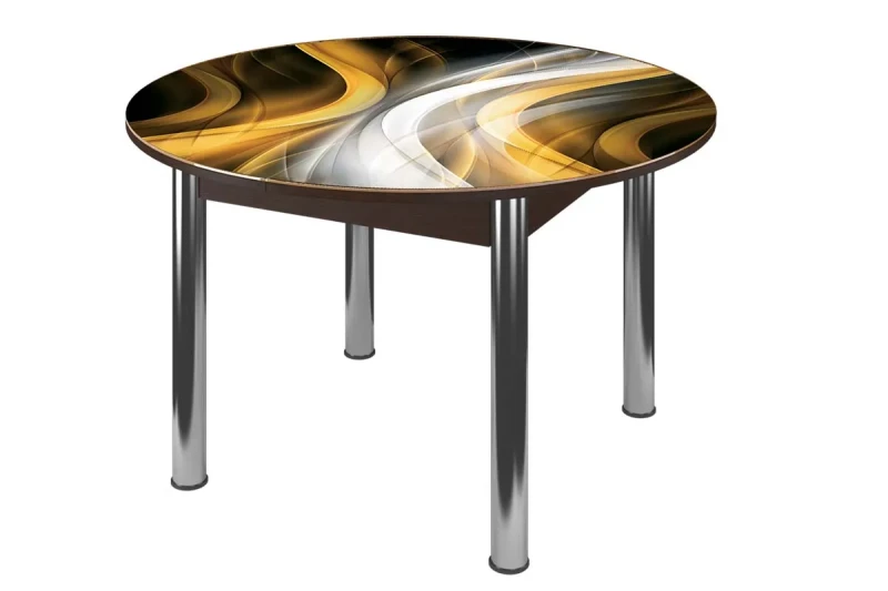 Стол обеденный Бостон круглый на опоре брифинг (рис. Охра) - купить в Озерце