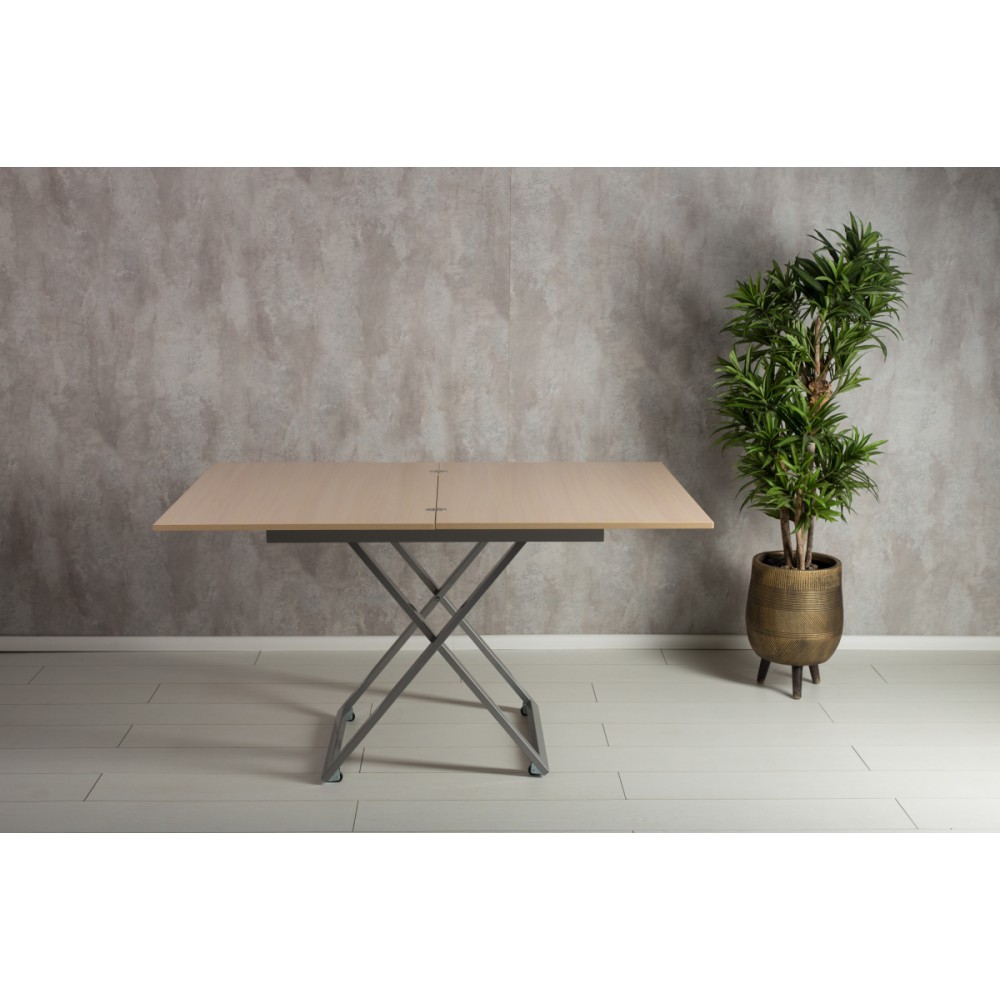 Стол-трансформер Apollo выбеленный дуб/серебро подстолье - купить в Озерце