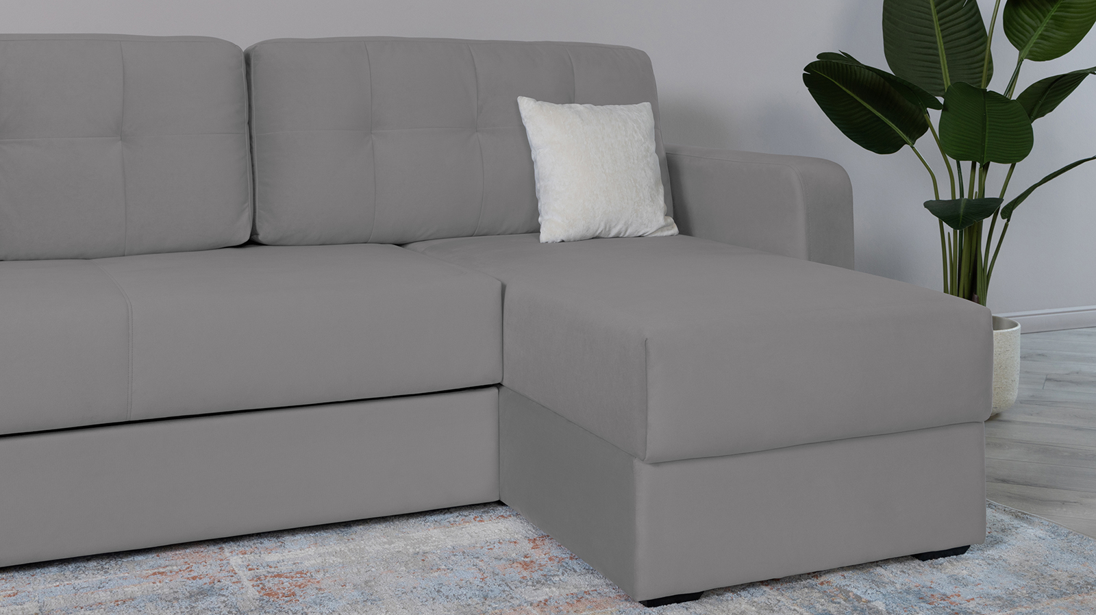 Диван -кровать угловой Loko Pro с широкими подлокотниками, с мягким матрасом, Тк. Sky Velvet 08 170x244 — купить в Озерце