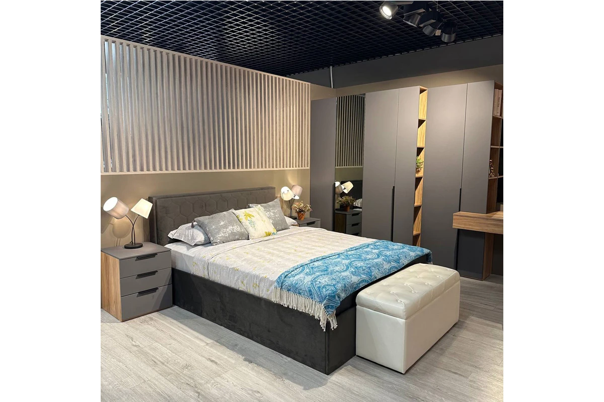 Кровать Порто с ПМ и заглушиной 160х200 (Велюр/Confetti Stone) - купить в Озерце