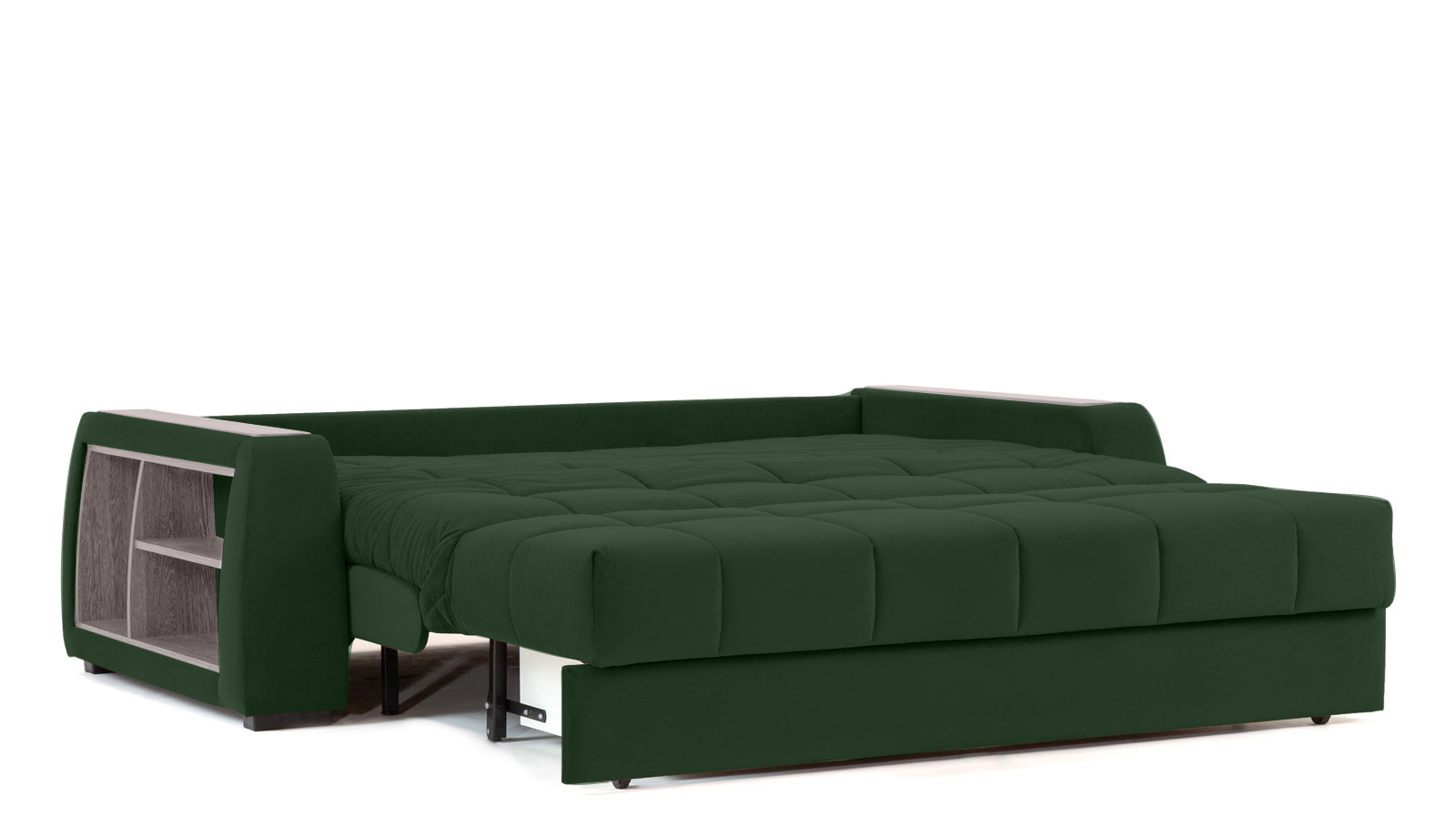 Диван - кровать Domo Pro с полками цвета ясень, стежка квадрат, ткань Casanova Grass 140x216 — в мебель-центре Озерцо