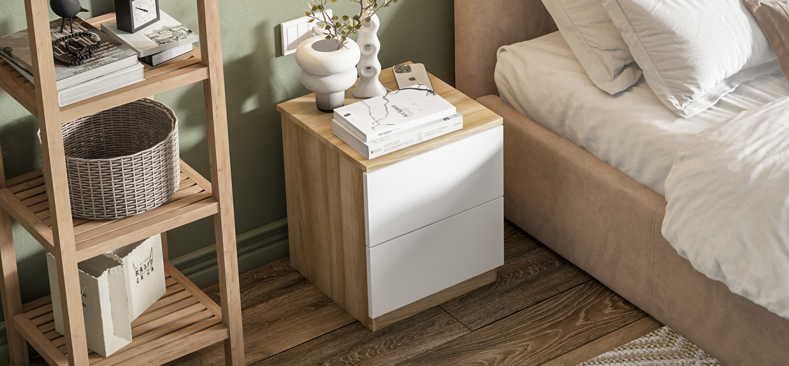 Тумба СИМПЛ NEW Сонома, Белый снег — Мебель-центр Озерцо