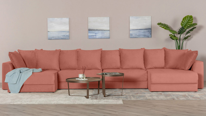 Диван Monako New П-образный с коробом для белья, Тк. Casanova Marsala 157x455 — купить в Озерце