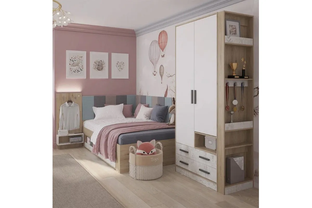 Шкаф двухдверный Алиса Мод. 9 (Гикори Джексон/Спринт/Белый) в мебель-центре Озерцо