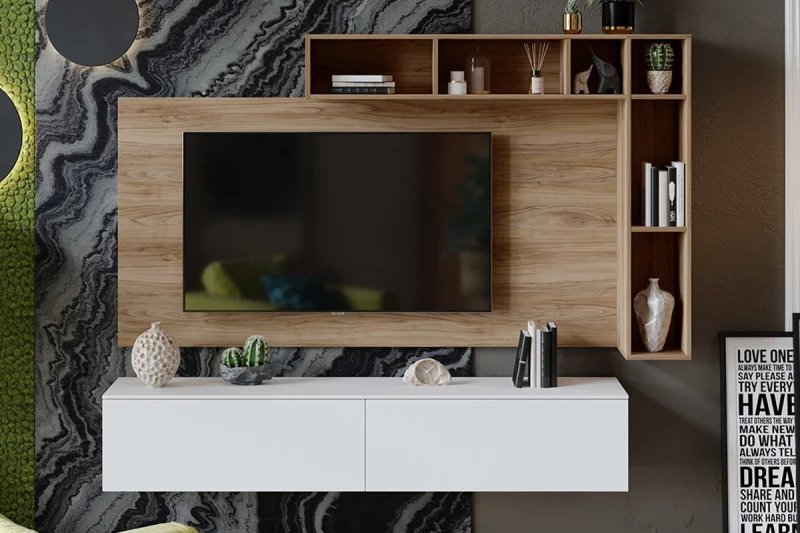 Гостиная Порто №1 ГН-393.001 (Яблоня Беллуно/Белый софт) — Мебель-центр Озерцо