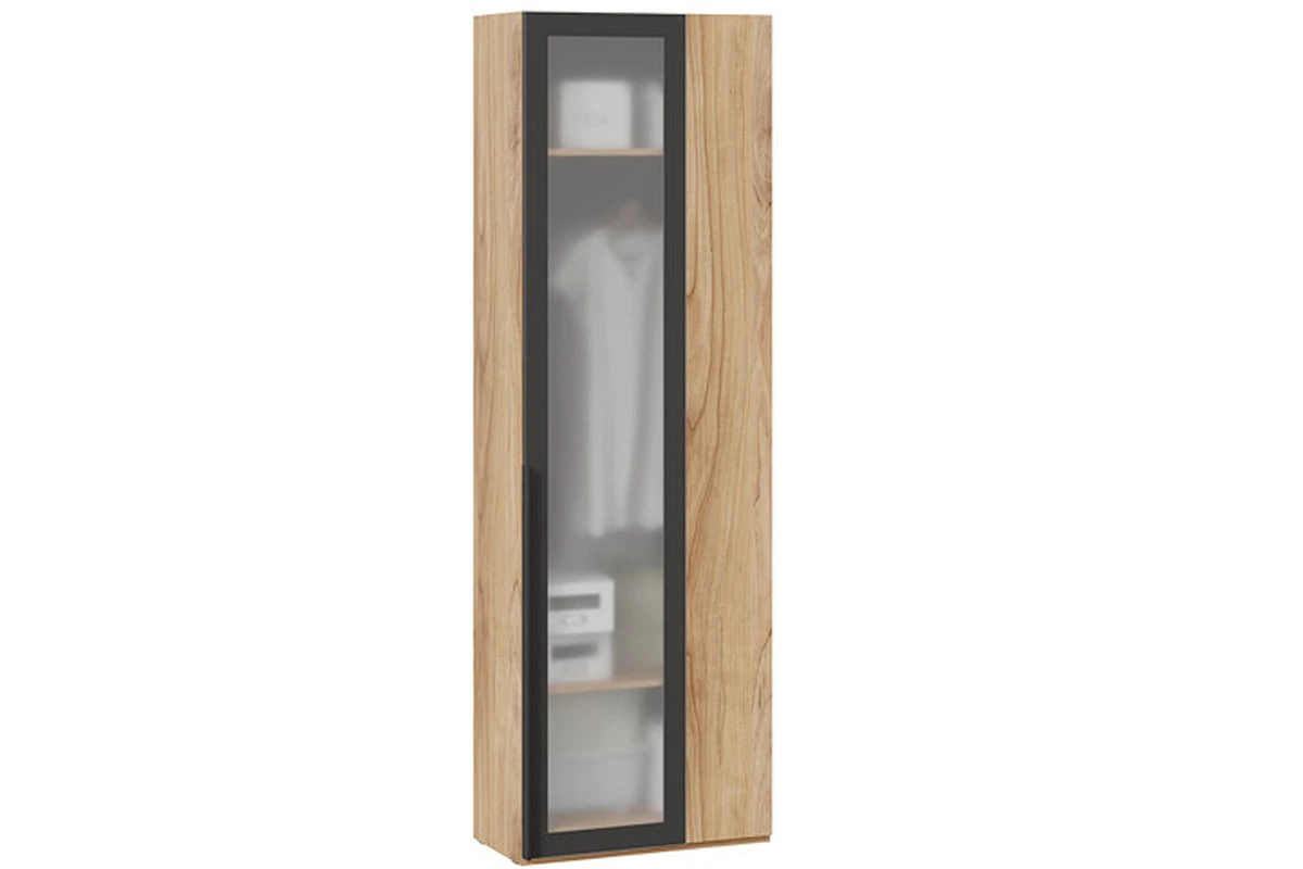 Спальный гарнитур Порто №5 ГН-393.005 (Яблоня Беллуно/Графит софт/Стекло сатин черное) - купить в Озерце