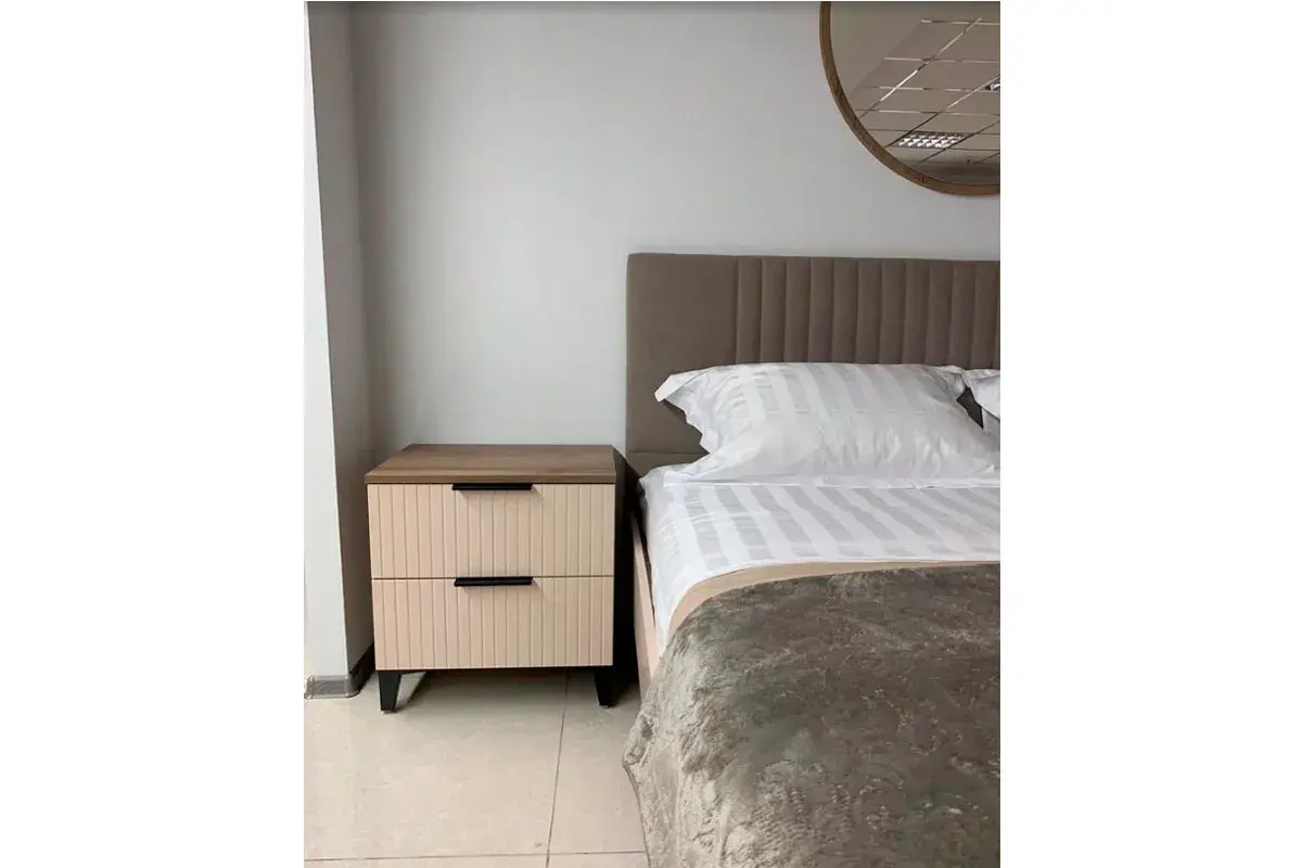 Тумба прикроватная Тоскана (Дуб Табачный/Бисквит) — Мебель-центр Озерцо