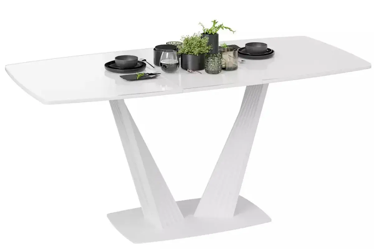 Стол раздвижной Тип 1 Фабио (Белый матовый/Стекло глянцевое белое) - купить в Озерце