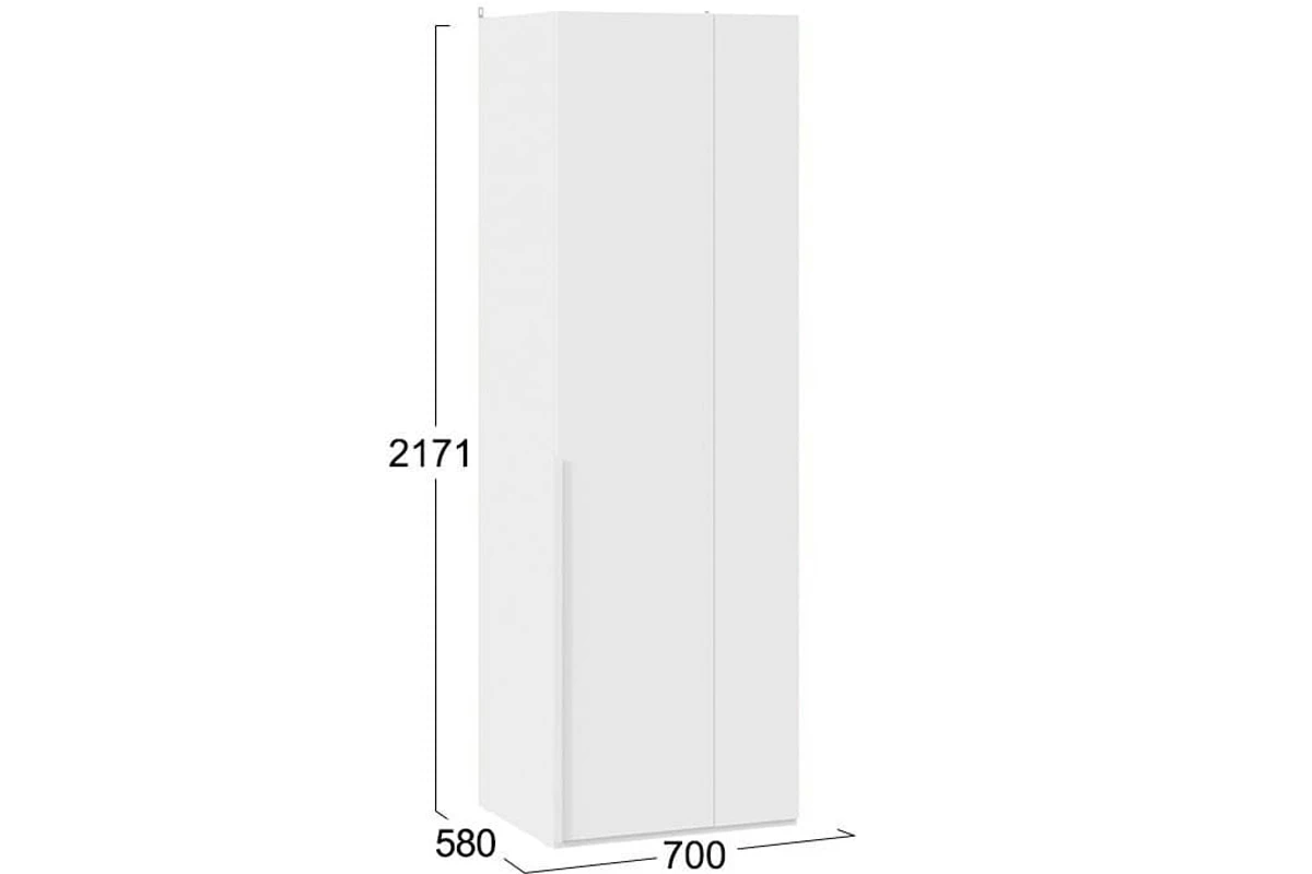 Шкаф угловой Порто СМ-393.07.006 с 1 глухой дверью (580) (Белый жемчуг/Белый софт) в мебель-центре Озерцо
