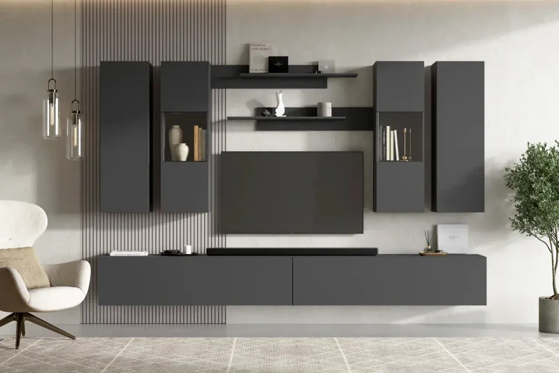 Гостиная Оникс №2 (Графит) — Мебель-центр Озерцо