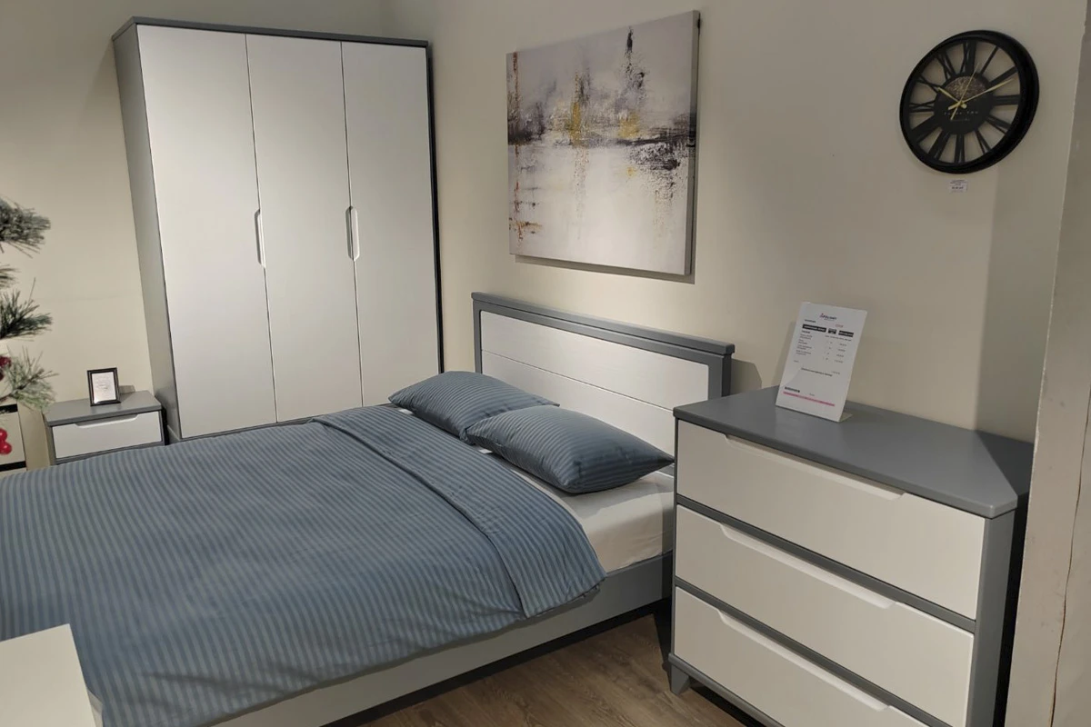 Кровать Соня (массив) 160х200 (Серый/Белый) - купить в Озерце