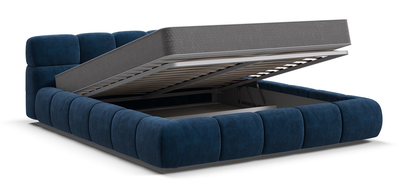 Босс Дрим Кровать+ПМ 160*200 Велюр Монолит синий - купить в Озерце