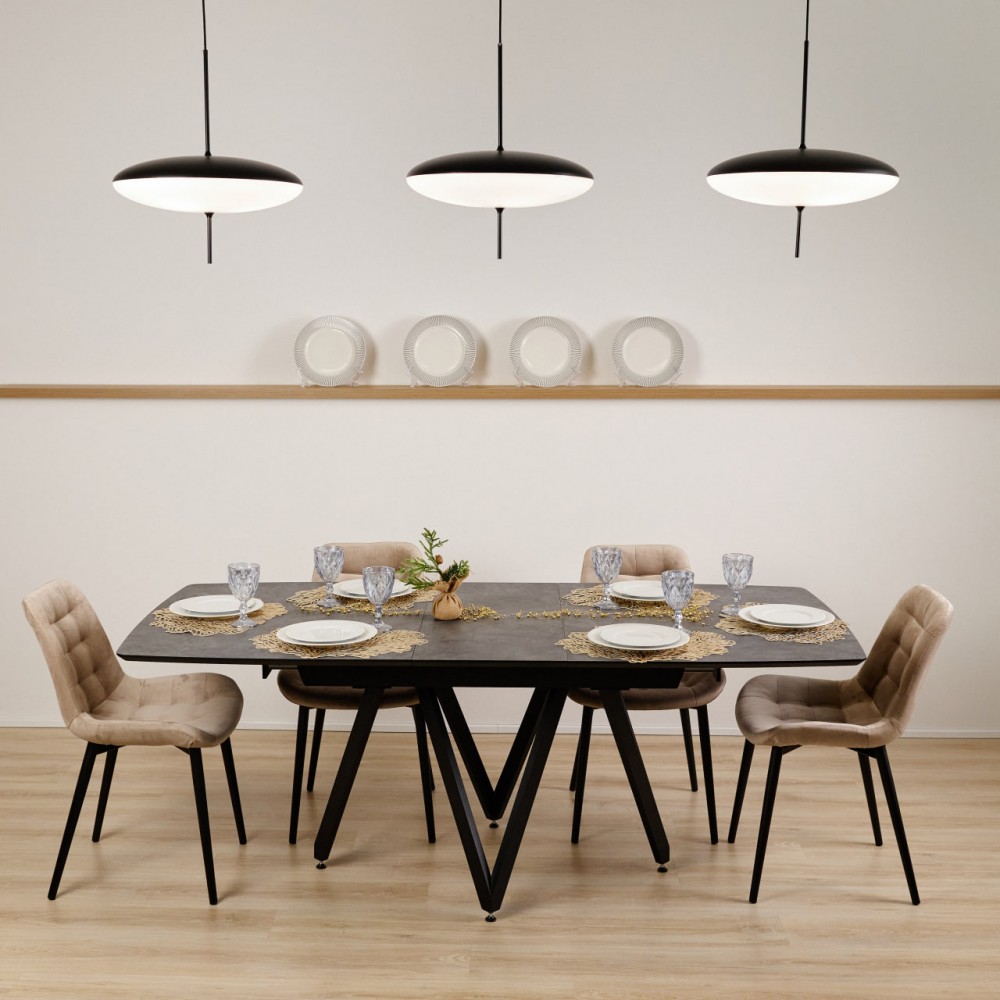 Стол ТЕОРЕМА-АВТО HPL альп.шифер/муар черный - купить в Озерце