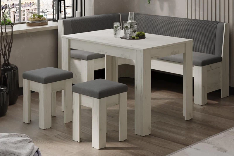 Кухонный уголок Ганновер ГН №1 (Дуб крафт белый/Микровелюр серый) - купить в Озерце