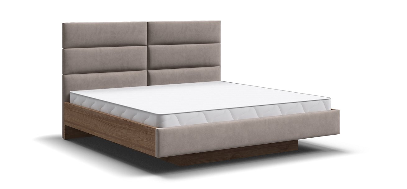 Босс Лофт Кровать+ПМ 160*200 Орех селект, Велюр Монолит латте - купить в Озерце