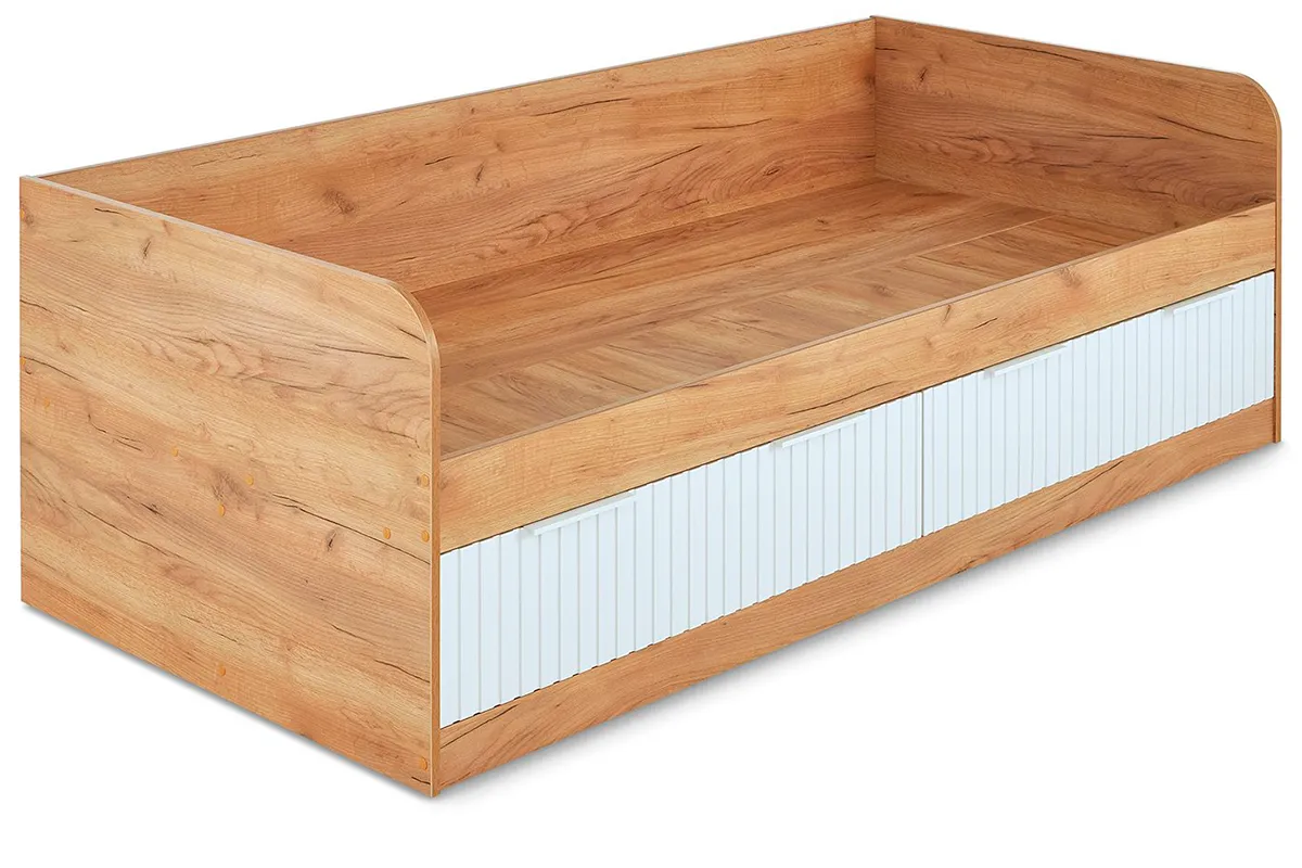 Кровать комбинированная Хилтон 90х200 Тип 1 (Дуб Крафт Золотой/Белый матовый) - купить в Озерце