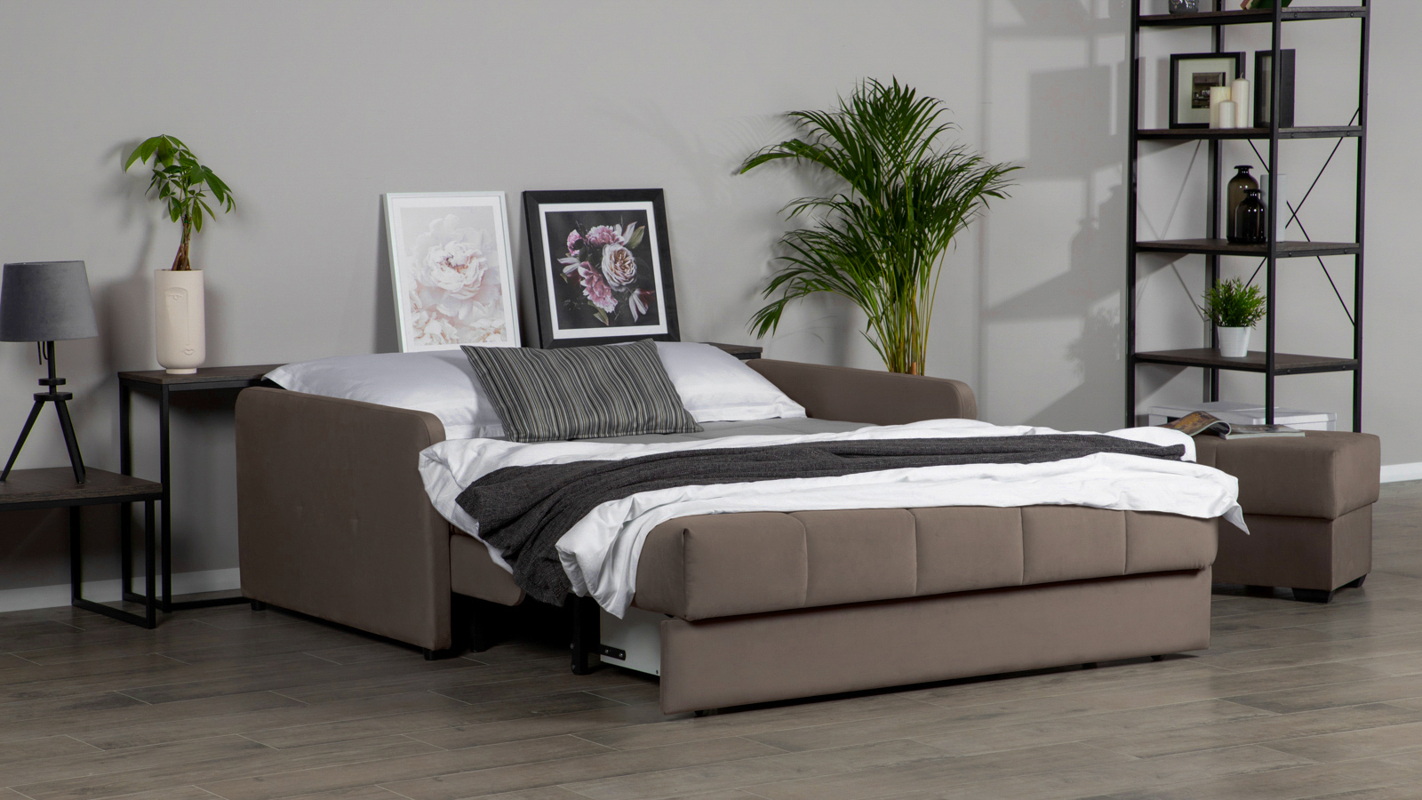 Диван - кровать Domo Pro с узкими подлокотниками, стежка квадрат, ткань Sky Velvet 02 160x216 — купить в Озерце