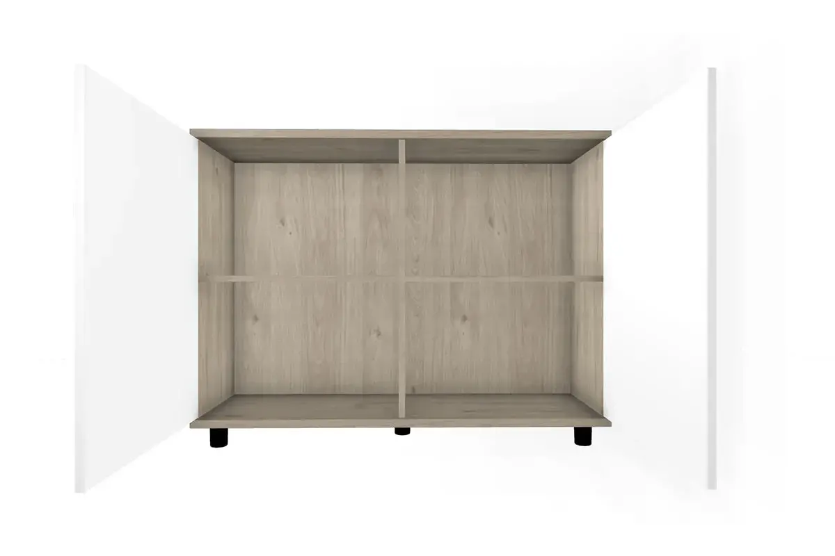 Тумба ТБ-5017-ГС-БГ (Гикори Джексон Светлый/Белый Бриллиант Глянцевый) — Мебель-центр Озерцо