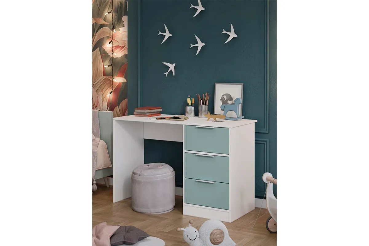Стол письменный Марли Тип 1 (Белый/Серо-голубой) — Мебель-центр Озерцо