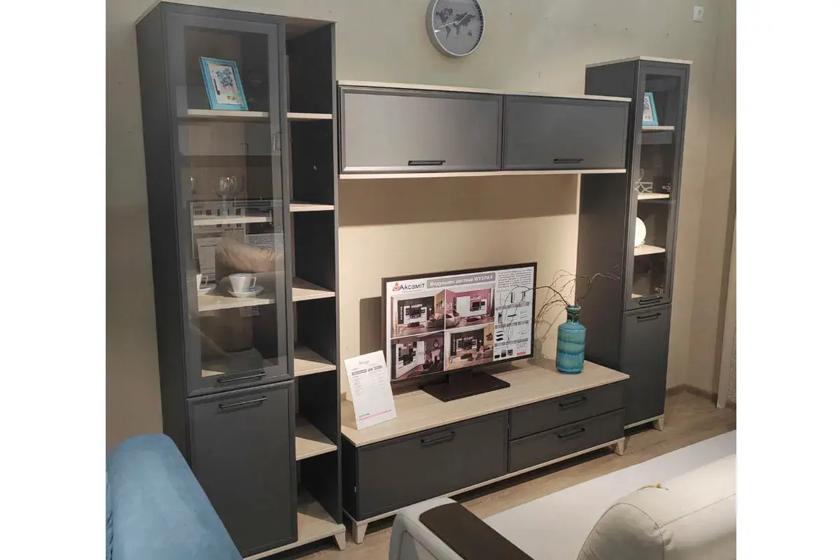 Гостиная Aurelio 3 (Антрацит/Блеквуд Сатиновый) — Мебель-центр Озерцо