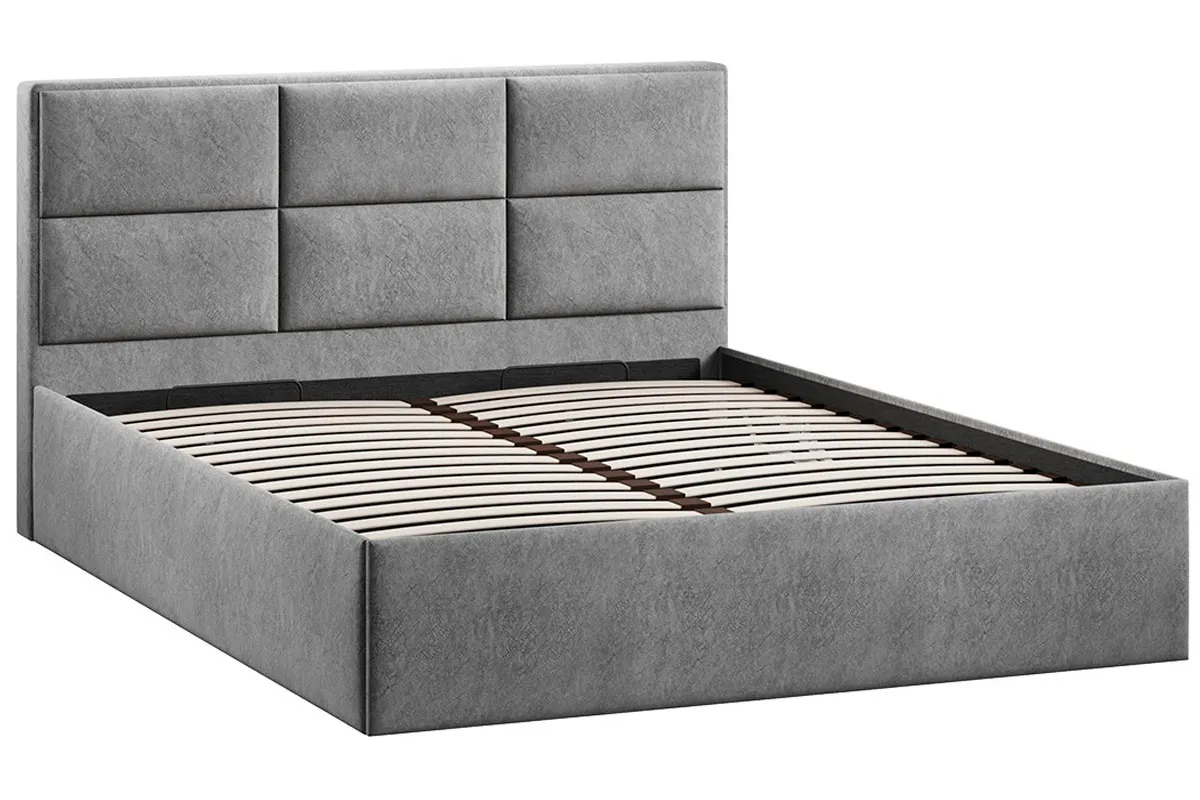 Кровать Стелла с ПМ Тип 1 и заглушиной 160х200 (Микровелюр/Wellmart Silver) - купить в Озерце