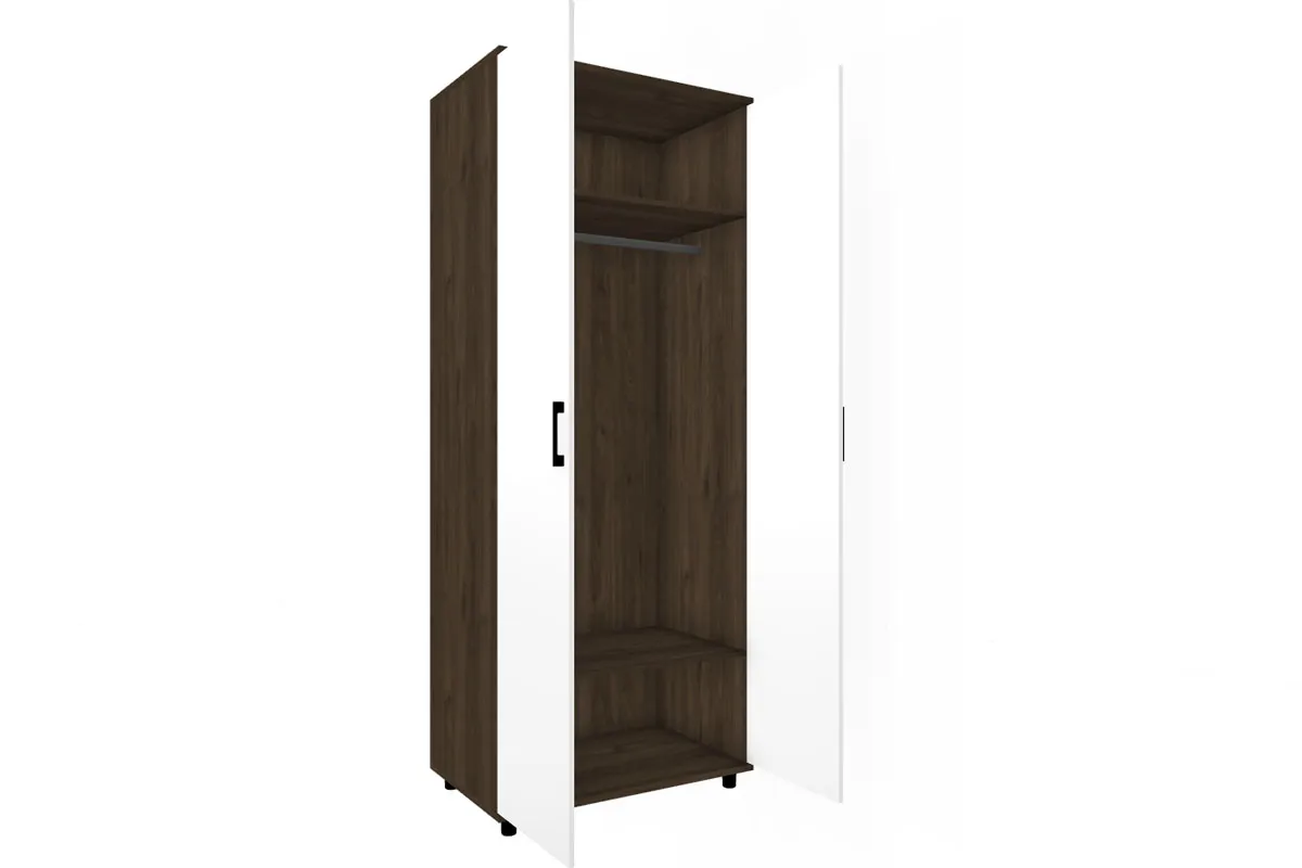 Шкаф для одежды и белья ШК-5002-ГТ-БГ (Гикори Джексон Темный/Белый Бриллиант Глянцевый) в мебель-центре Озерцо