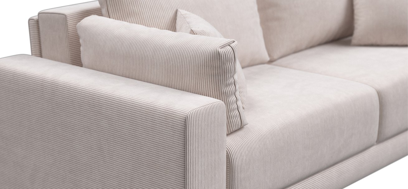 Босс Прайм ХЛ угловой диван Вельвет Корд бежевый — купить в Озерце