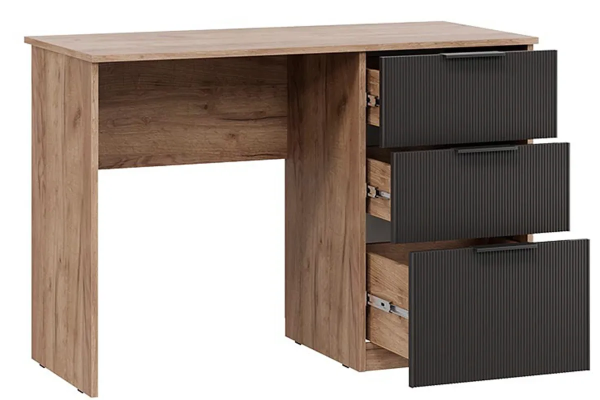 Стол письменный Графит (Дуб Крафт Табачный/Холст Вулкан) — Мебель-центр Озерцо