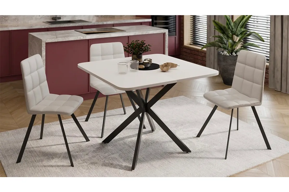 Стол обеденный Лиссабон раздвижной Тип 1 (Черный муар / Белый) - купить в Озерце