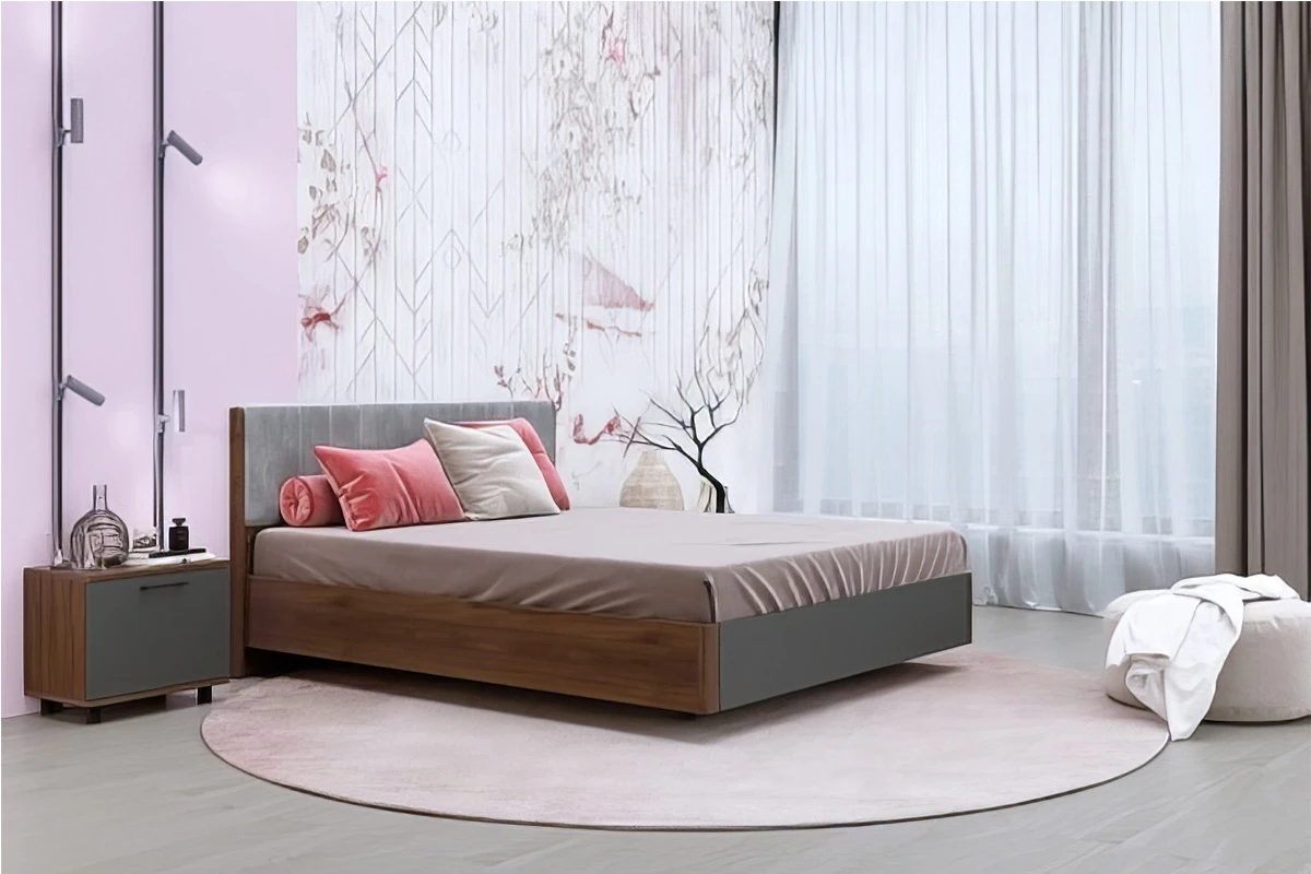 Кровать КР-5014-ГТ-АМ 180х200 (Гикори Джексон Темный/Антрацит Матовый) - купить в Озерце