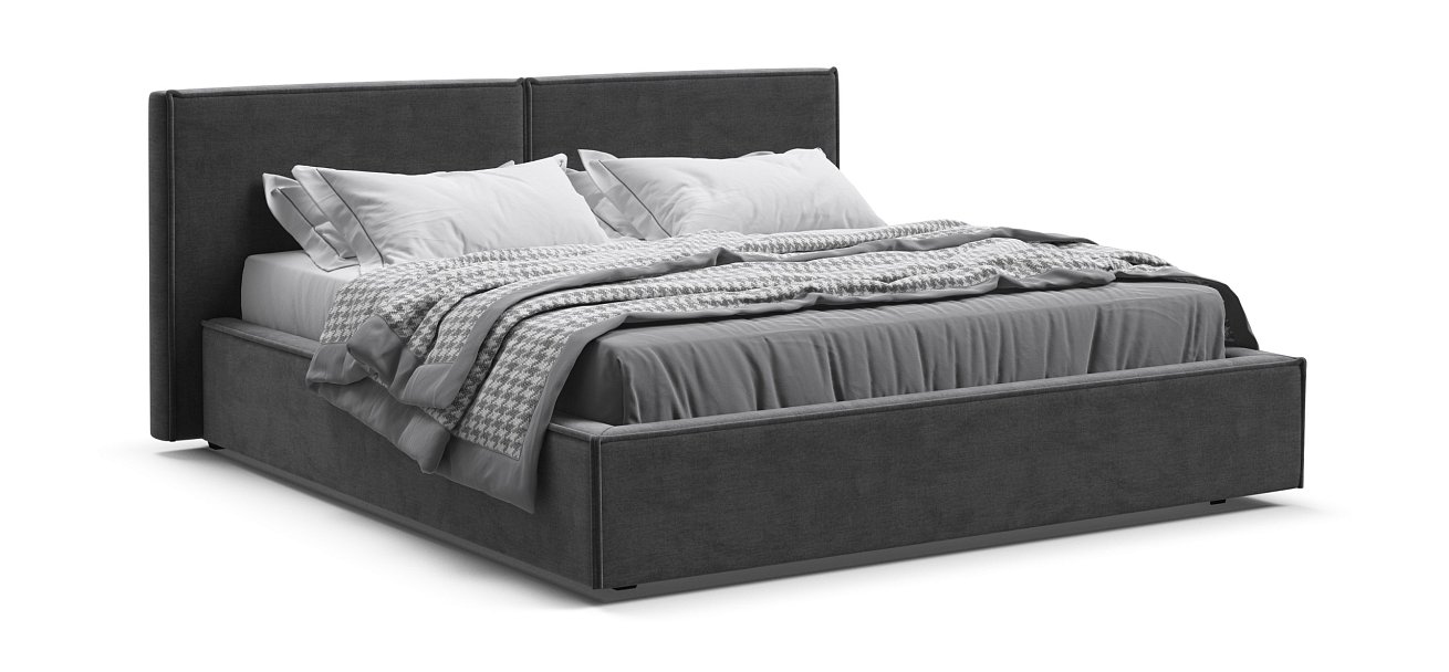 Норд Кровать+ПМ 160*200 Велюр Монолит серый - купить в Озерце