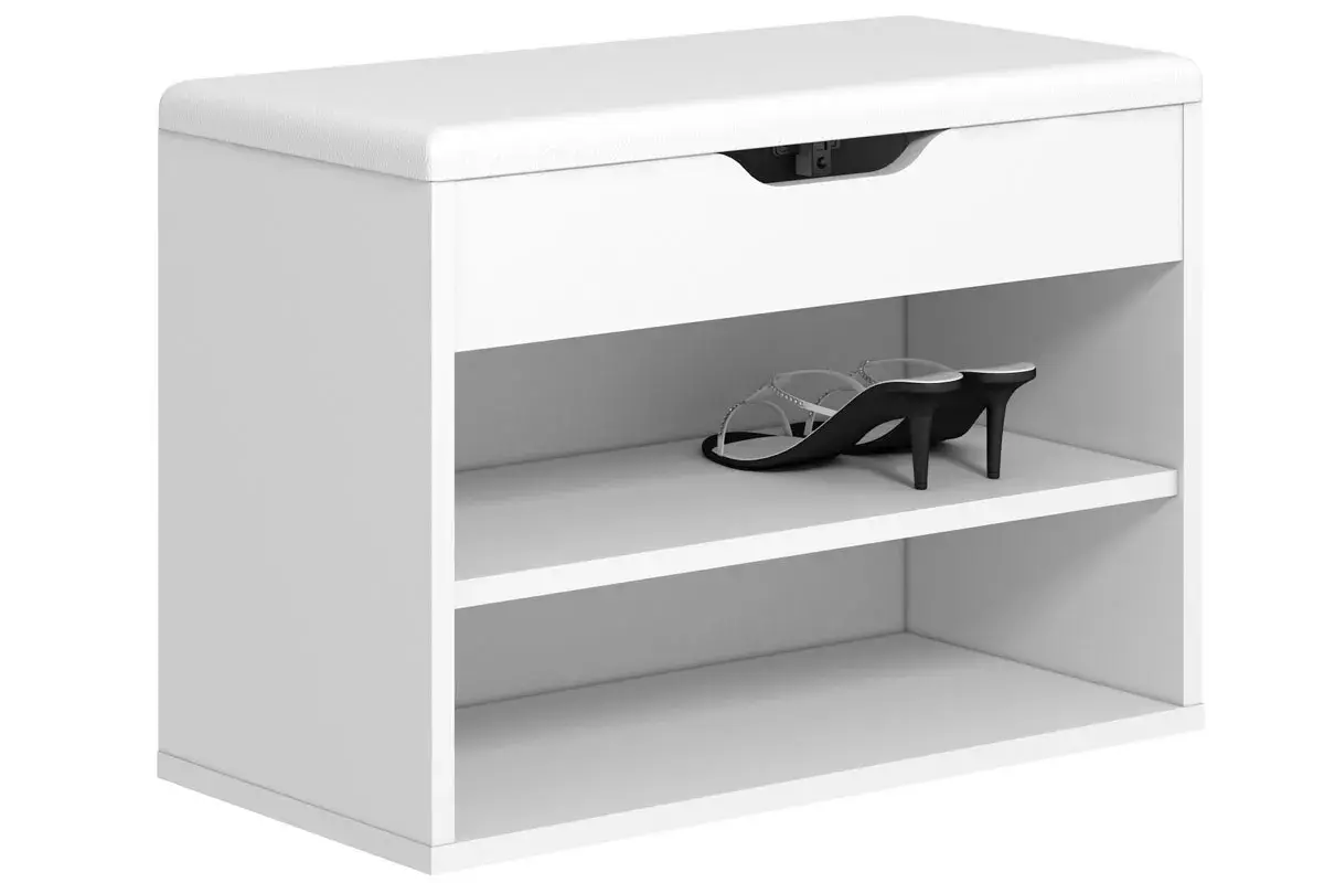 Тумба для обуви Лаки Тип 1 (Белый/Экокожа Белая) — Мебель-центр Озерцо