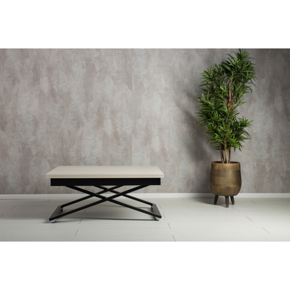 Стол-трансформер APOLLO дуб анкор светлый/черное подстолье - купить в Озерце